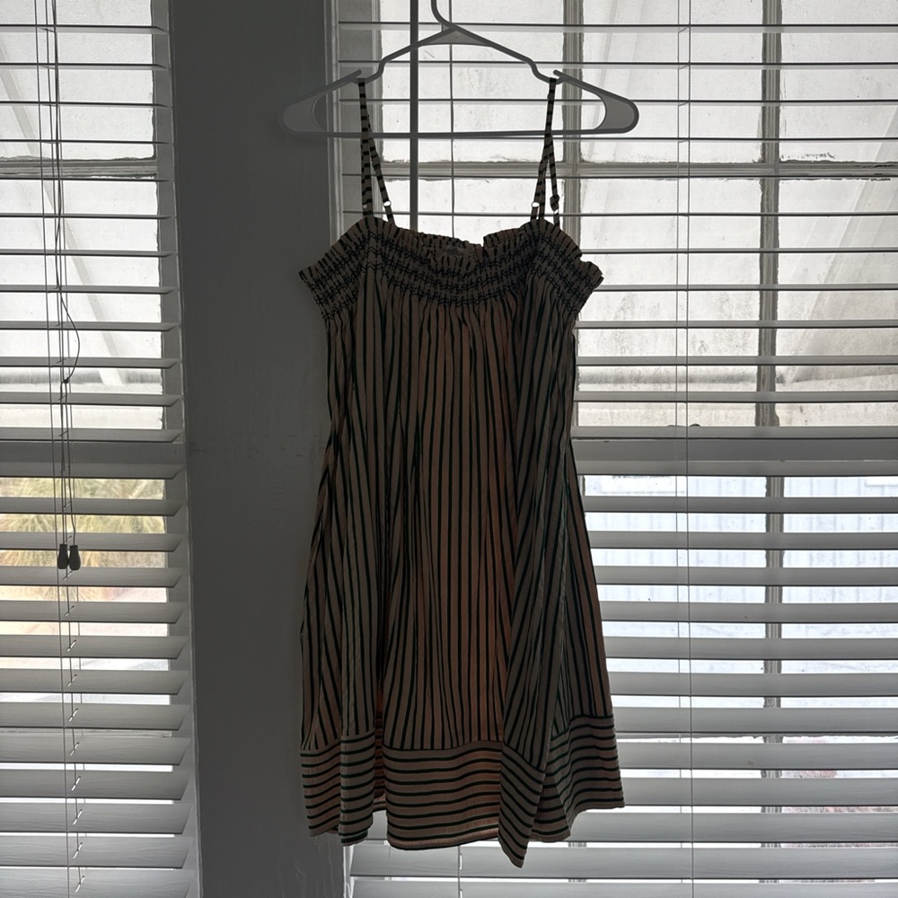 Vestique Green and Cream Striped Dress